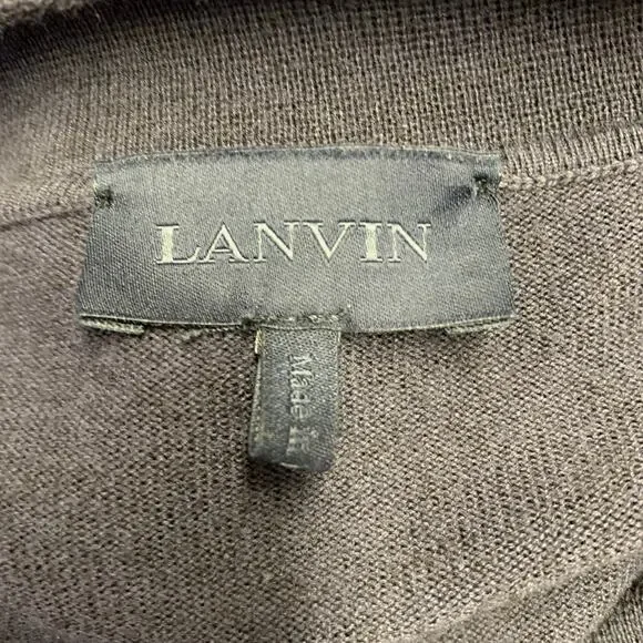 LANVIN Size M Navy Grey Pink Stripe Merino Wool Cotton Knit Long Sleeve Shirt
